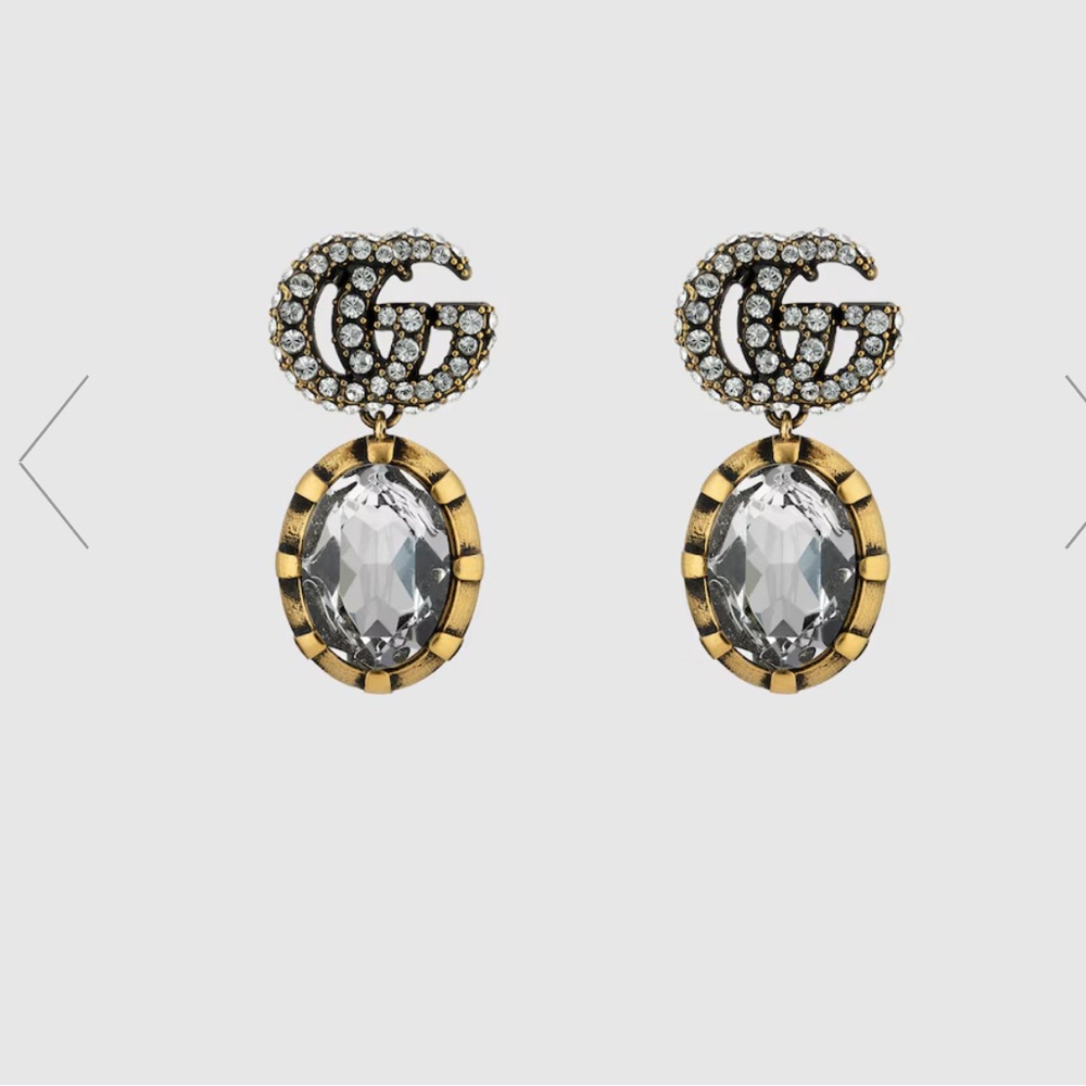 Gucci DOUBLE G EARRINGS WITH CRYSTALS new never worn